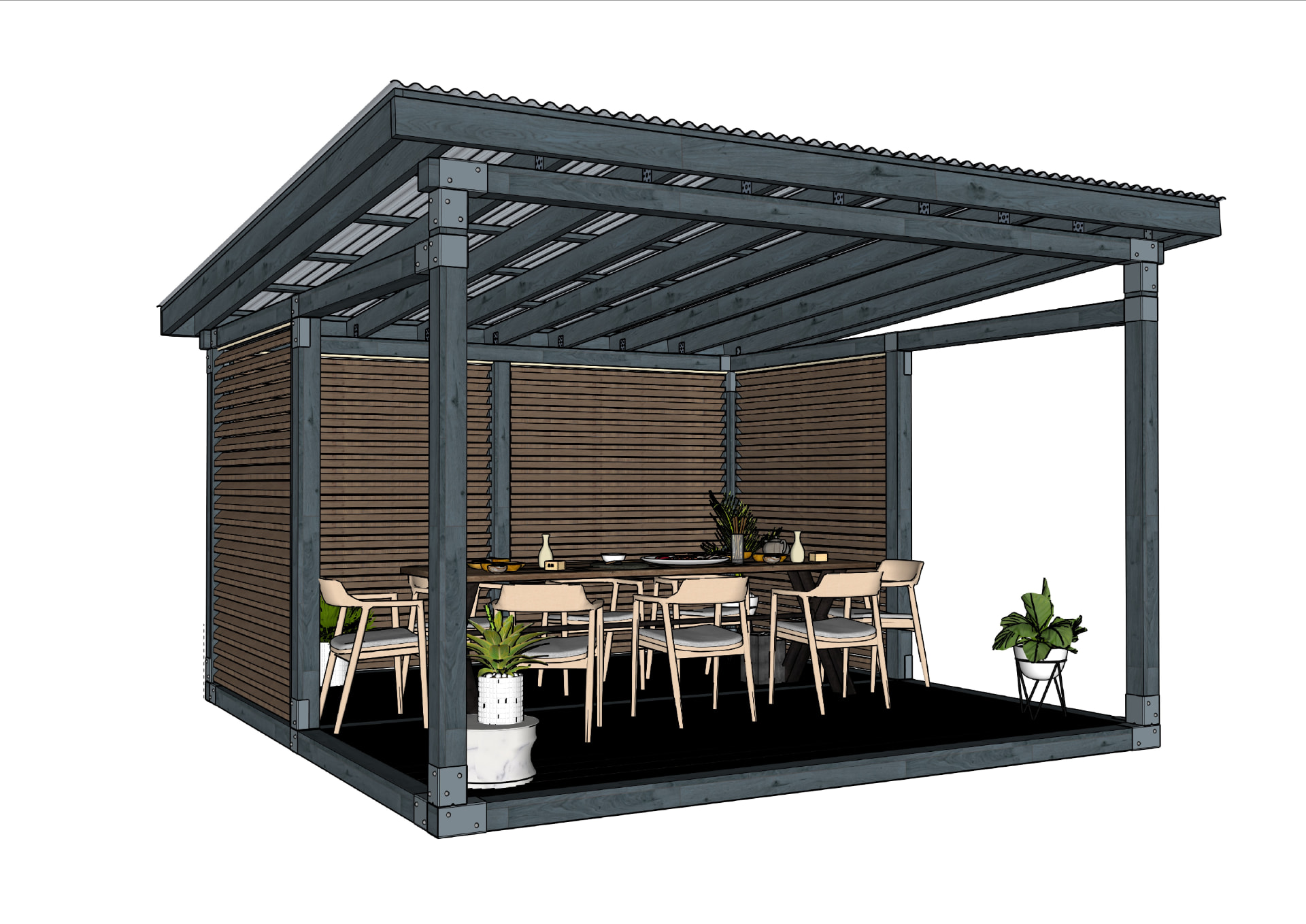 4x4 Forma Base, Prisma (corrugated roof)