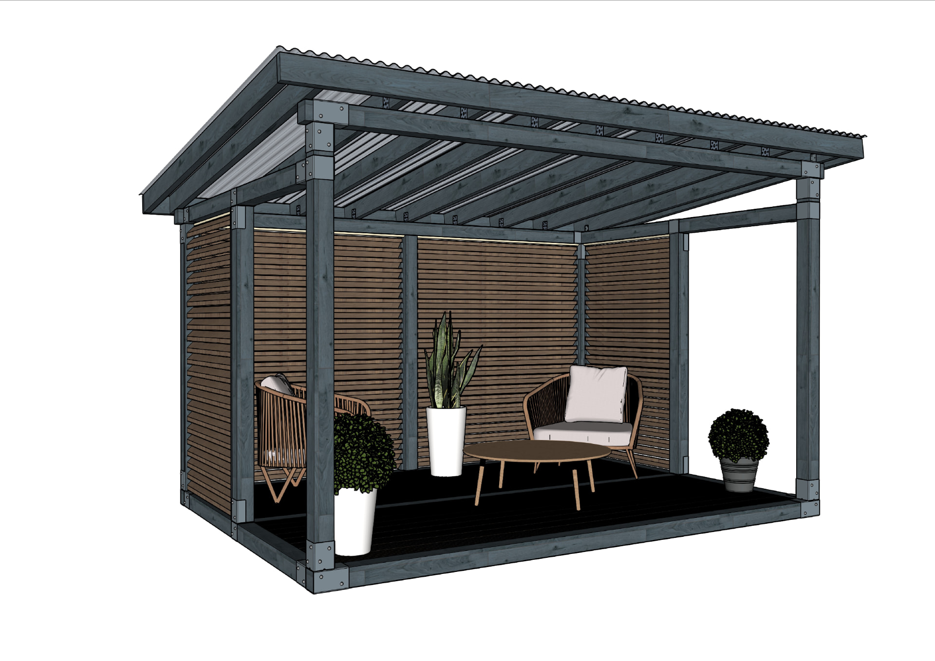 3x4 Forma Base, Prisma (corrugated roof)